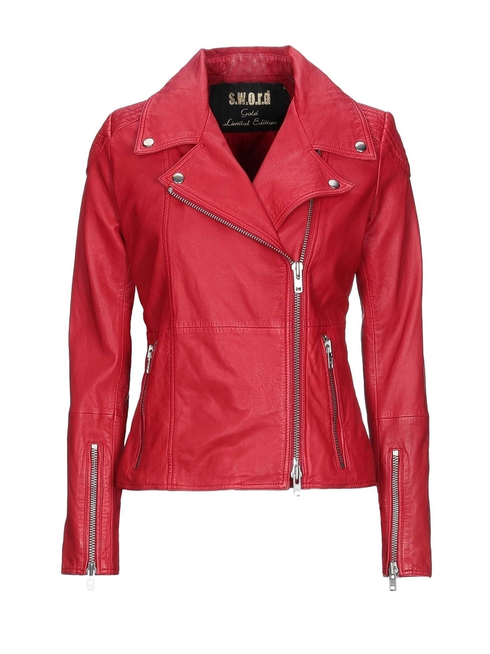 Genuine Leather Stylish Red Biker Jacket for Women